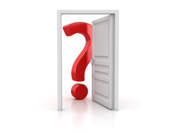 红色问号和白色开着的门图片下载