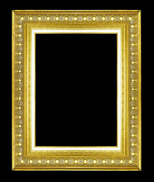 金色复古画框相框，黑色背景图片下载