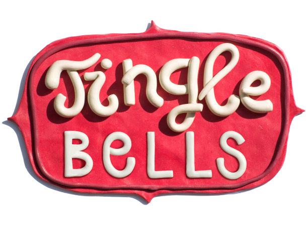 橡皮泥手工制作的圣诞横幅铃儿响叮当。图片下载