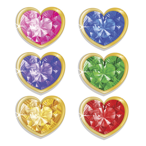 不同颜色的钻石心图片下载