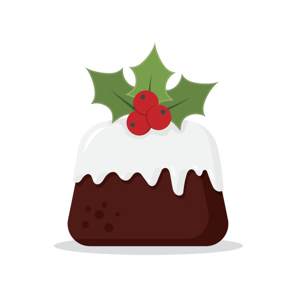 传统圣诞布丁与冬青图片下载