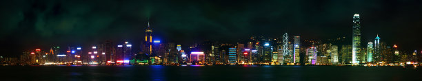 夜晚的香港天际线图片下载
