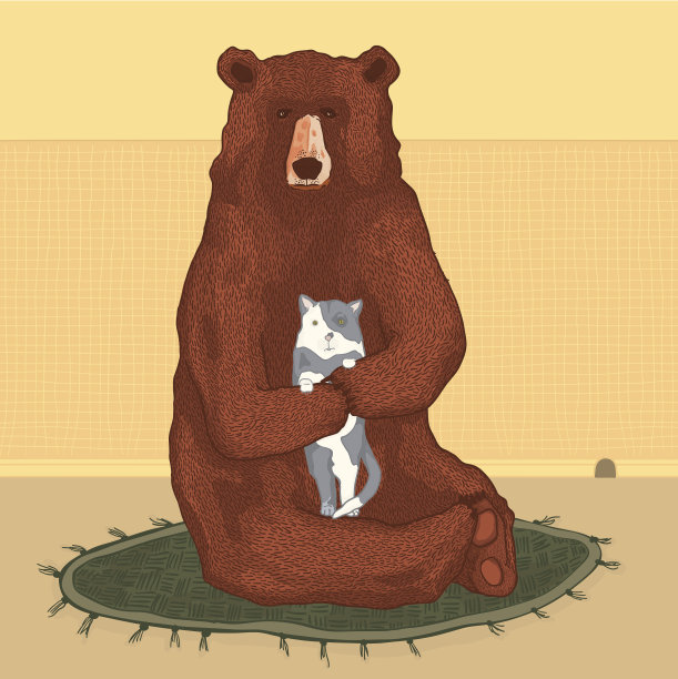 熊拥抱猫图片下载