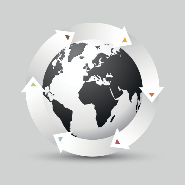 带彩色箭头的地球仪图片下载