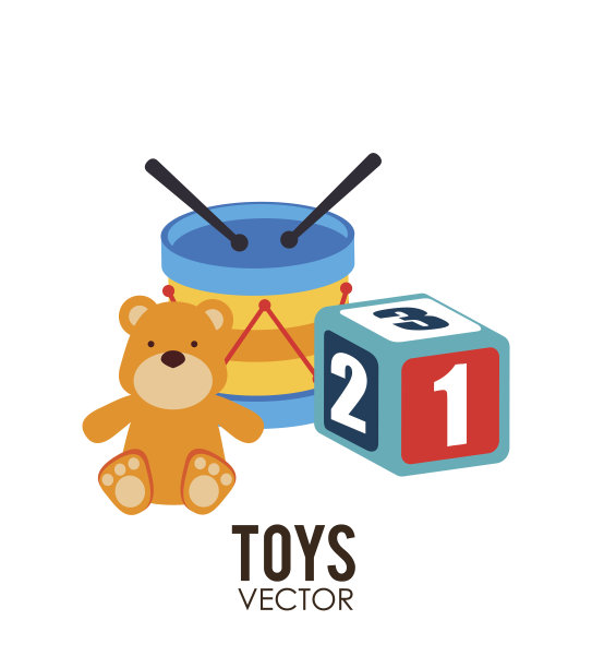 玩具设计在白色背景矢量插图图片下载