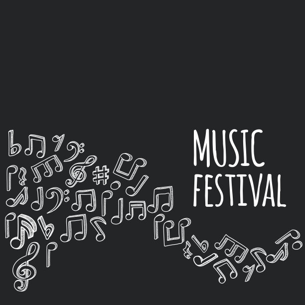 涂鸦风格的音符背景图片下载