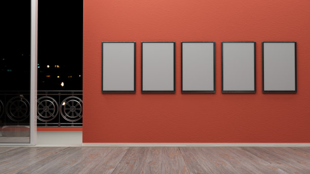 室内与空白图片框架3d渲染图片下载