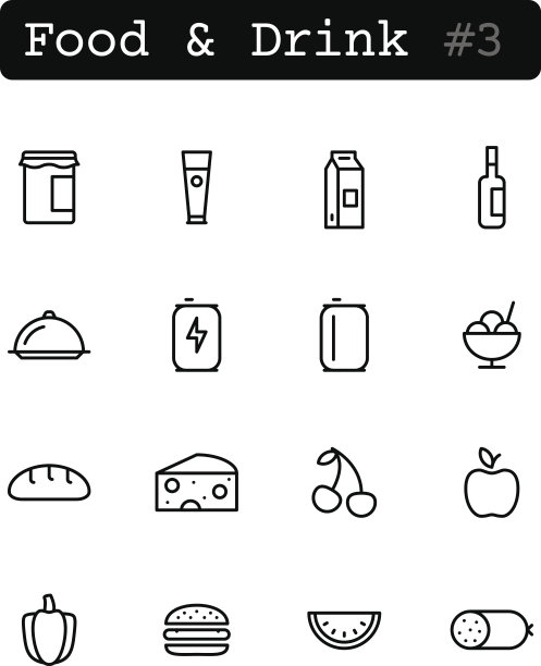 食品饮料细线图标合集（矢量图）图片下载