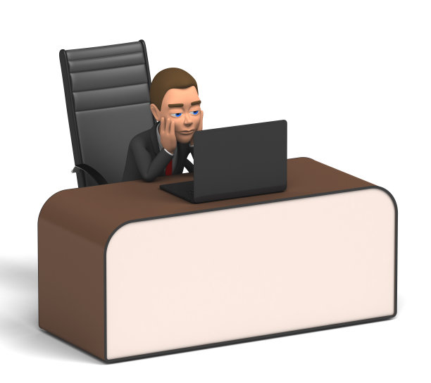 悲哀的商人坐在办公桌前图片下载