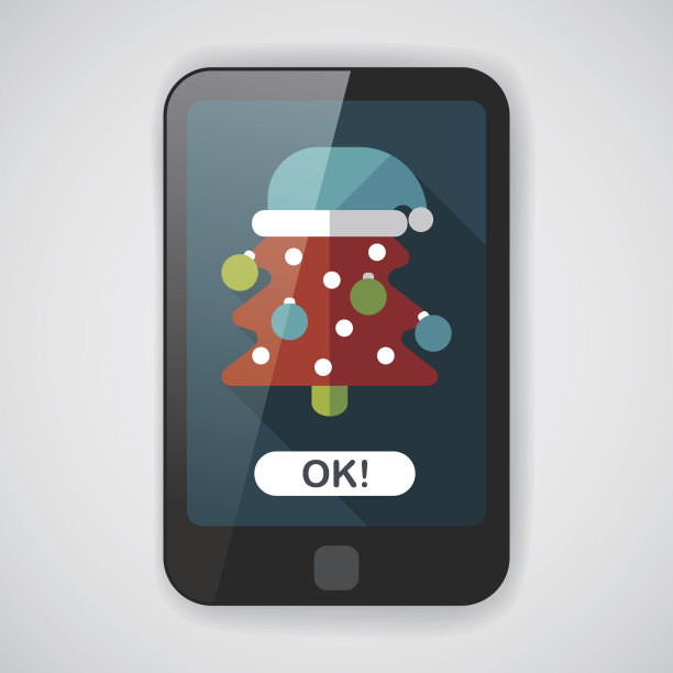 圣诞树平图标与长影子，eps10图片下载