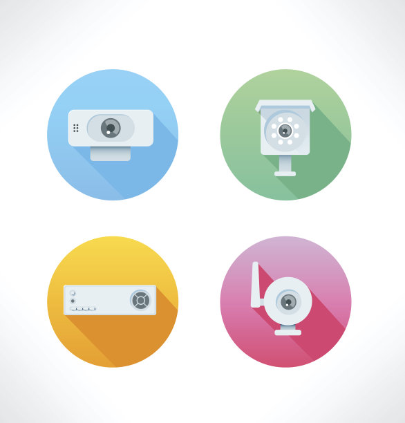 一组彩色图标。平面设计。图片下载