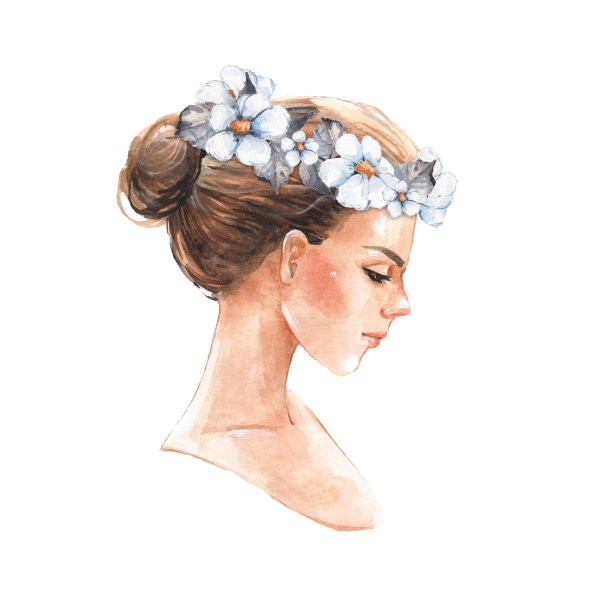 女孩。女性面部水彩。新娘素材图片