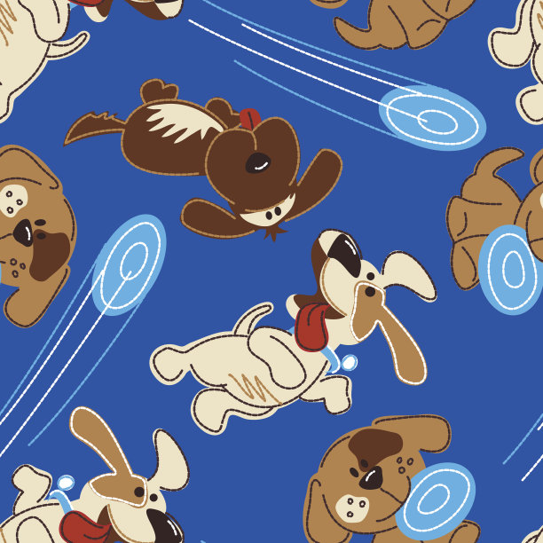 小狗狗在玩一个无缝的模式图片下载