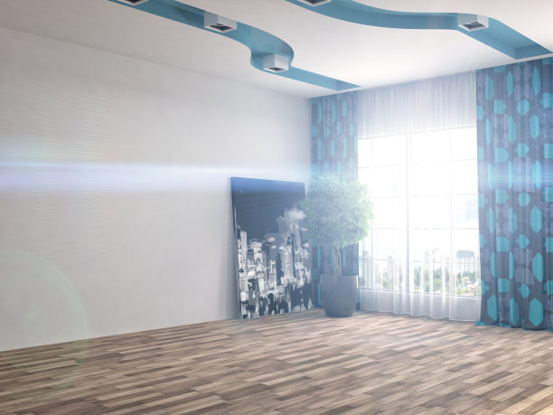 内部有大窗户。三维演示图片下载