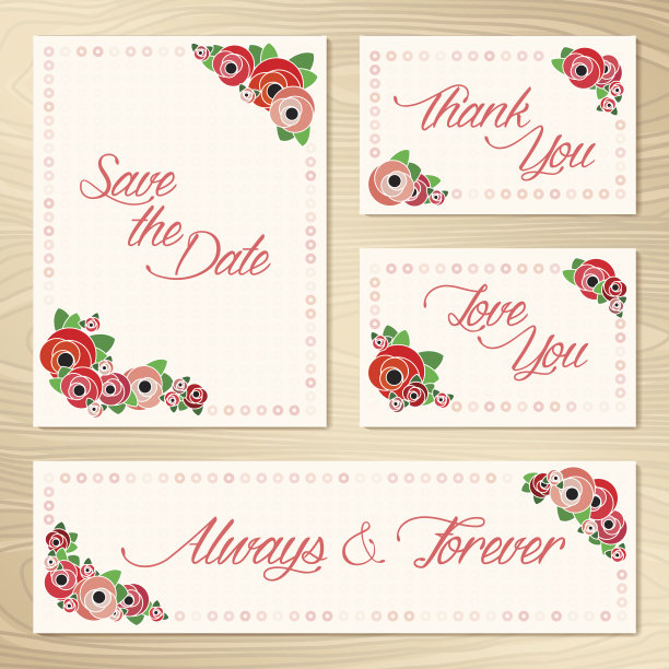 保存日期。一套婚礼请柬。图片下载