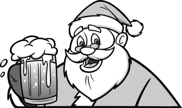圣诞老人与啤酒插画图片下载