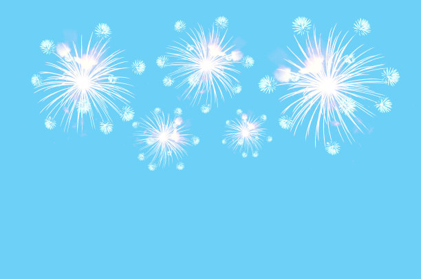 烟花庆典在柔和的青色背景。图片下载