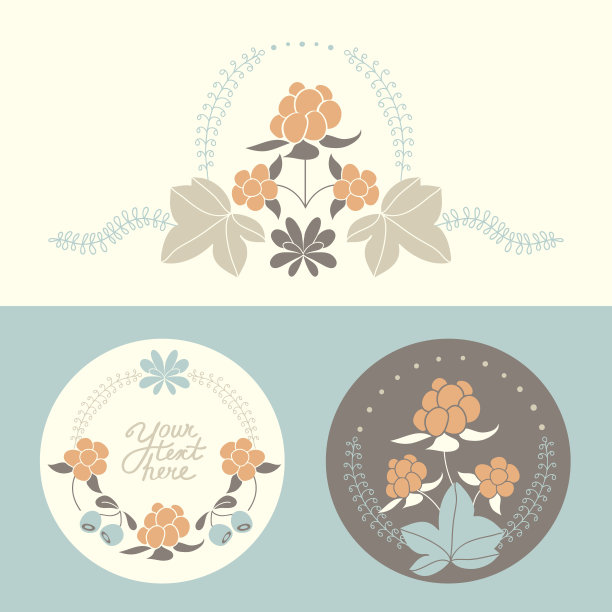 带有北方植物区系元素的矢量点图。图片下载