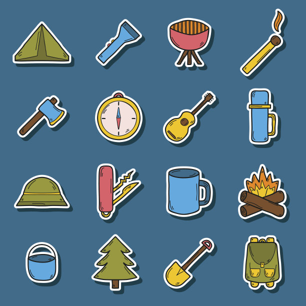 露营贴纸套装图片下载