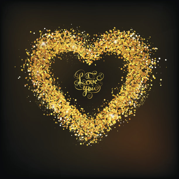 心形的金色框架图片下载