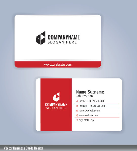 白色和红色的现代名片模板素材图片