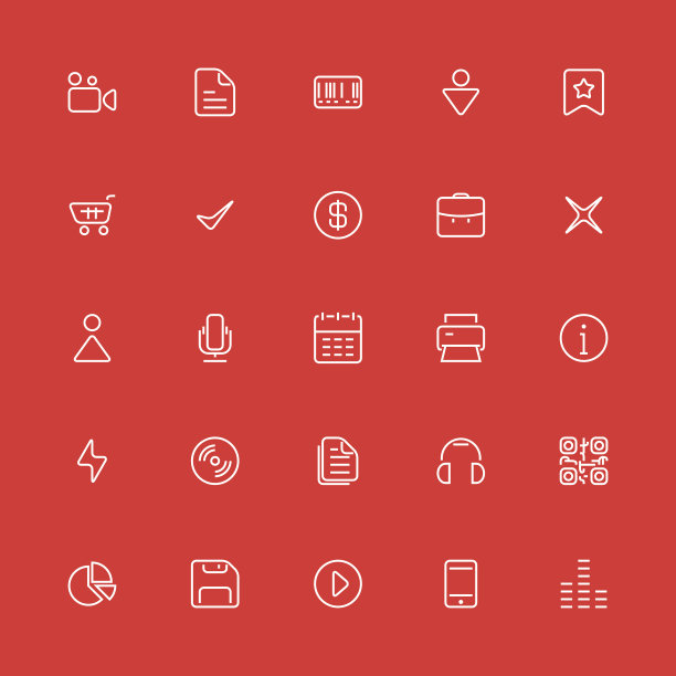 细线条icon合集。矢量UI、网页、App素材图片下载