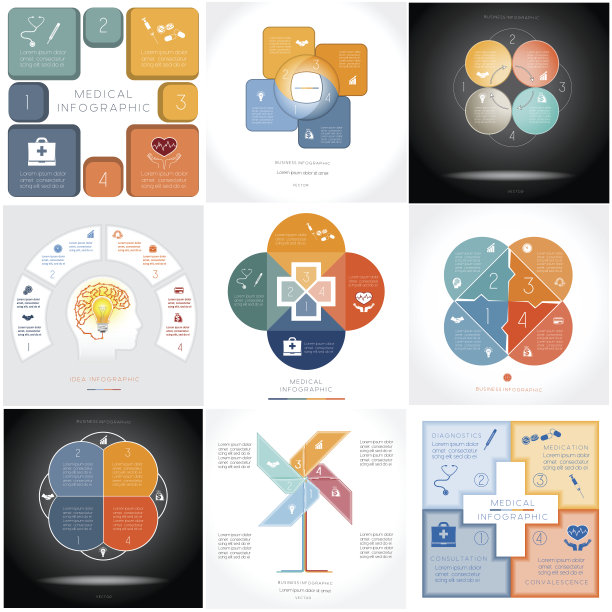 信息图概念循环过程9个模板图片下载