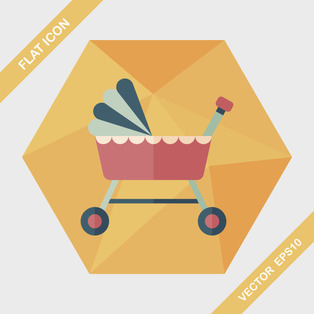 婴儿摇篮床与长影子的图标，eps10图片下载