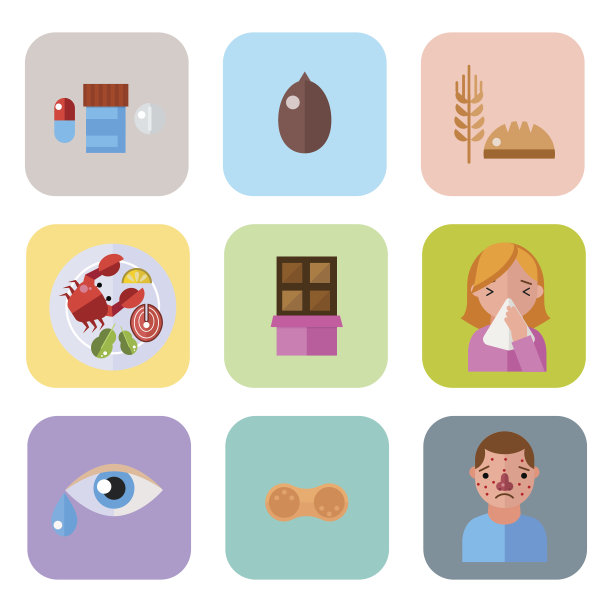 过敏标志疾病保健片病毒和健康平标签人的疾病过敏原症状疾病信息载体插图图片下载