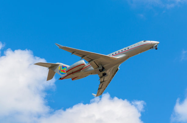 庞巴迪E-11A飞机在里加机场起飞图片下载