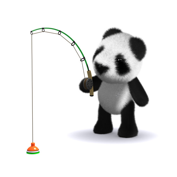 熊猫宝宝正在钓鱼图片下载