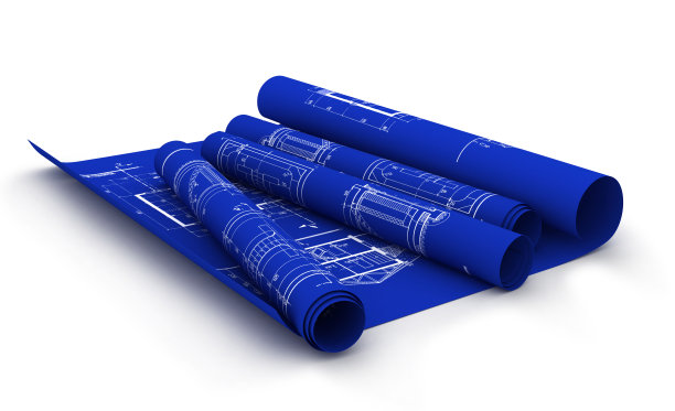 工程图纸卷轴。在白色背景上单独渲染图片下载