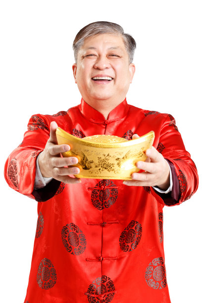 中国新年拿着橘子的老人图片下载