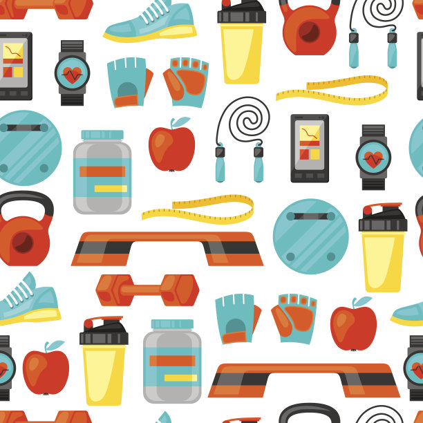 运动和健康的生活方式无缝模式与健身图标。图像图片下载