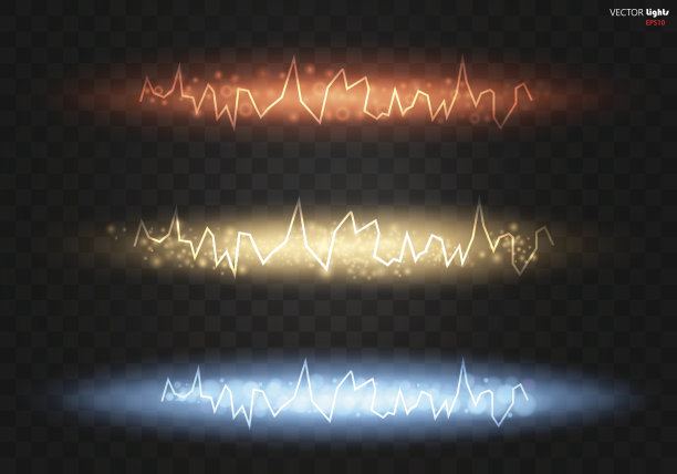 圆形光效应矢量火环。明亮的火elepses。素材图片