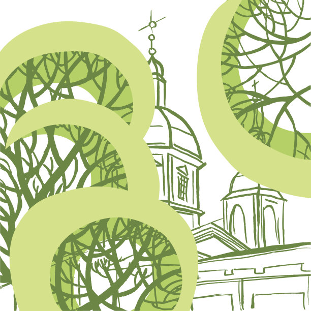 树木环绕的圣彼得堡Panteleymon大教堂。图片下载