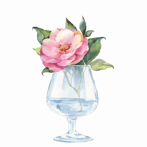 花瓶和花。水彩插图图片下载
