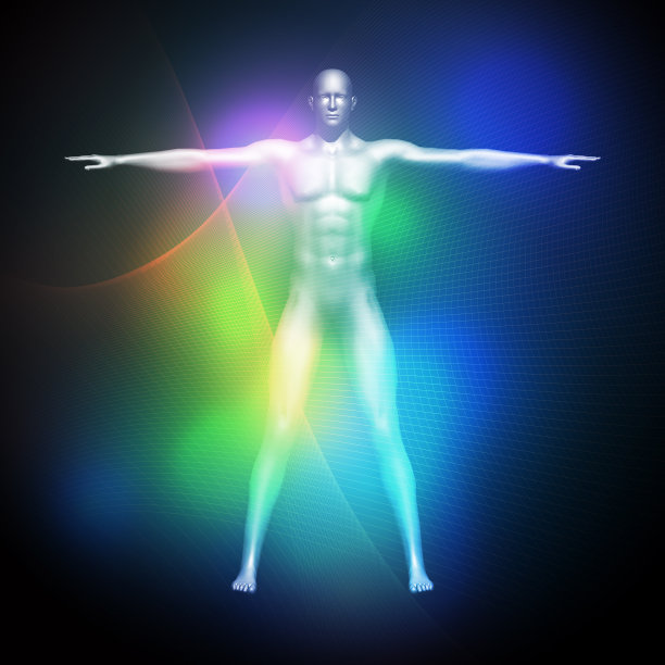 人体生命体征和无线网络，三维插图，抽象图像视觉素材图片