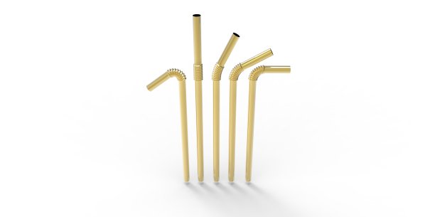 3D黄金金属饮水吸管图片下载