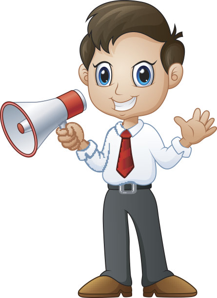 卡通商人挥舞着喇叭图片下载