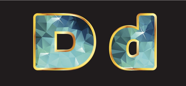 Dd与黄金和蓝绿色图片下载