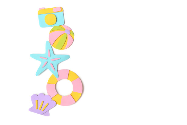 夏季元素剪纸上的白色背景-孤立图片下载