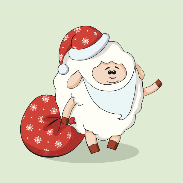 绵羊扮演圣诞老人的角色图片下载
