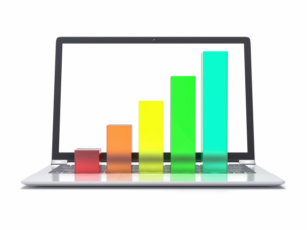 3D笔记本电脑和条形图图片下载