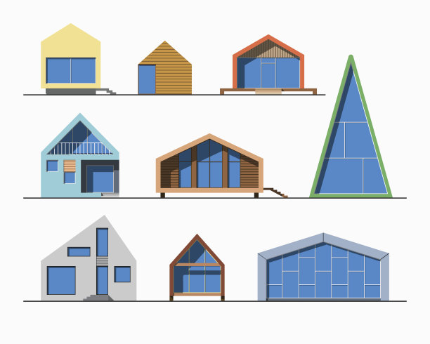 小房子呈线性颜色图片下载