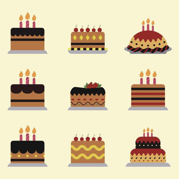 不同的生日蛋糕图标图片下载