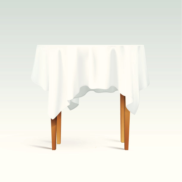 矢量空木材圆桌与桌布图片下载