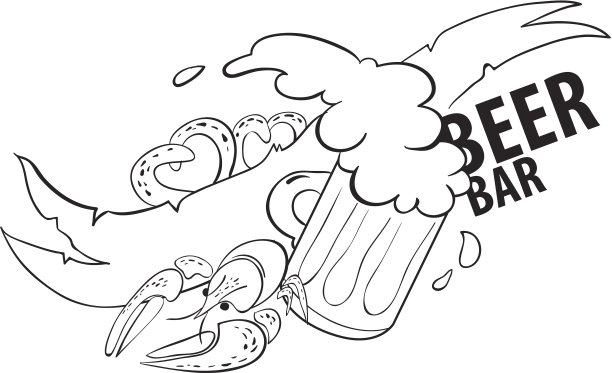 啤酒酒吧。素描矢量图图片下载