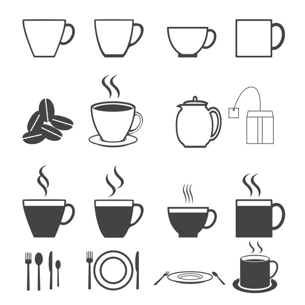 咖啡杯图标集图片下载