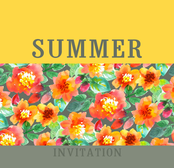 水彩花卉插图。手绘黄色和橙色的夏季花。图片下载